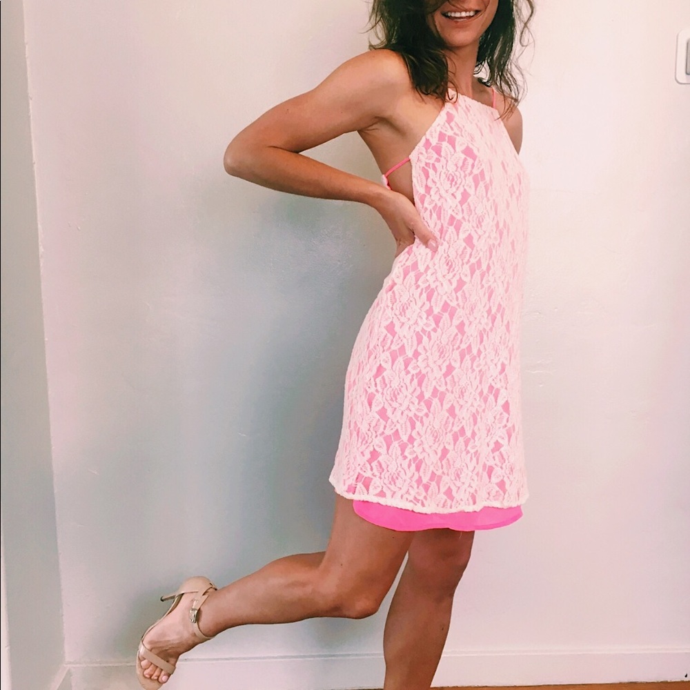 Pink lace dress from Urban Outfitters